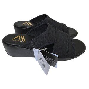 Aerosoles Comfort Slide Sandals Slip On Wedge Heel Women's Size 7 Black Open Toe
